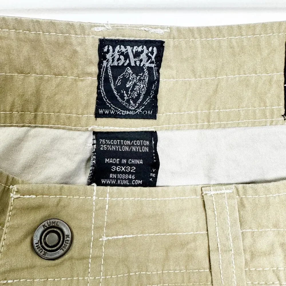 KUHL Men's Vintage Patina Dye Tan Outdoor Hiking Pants 36 x 32